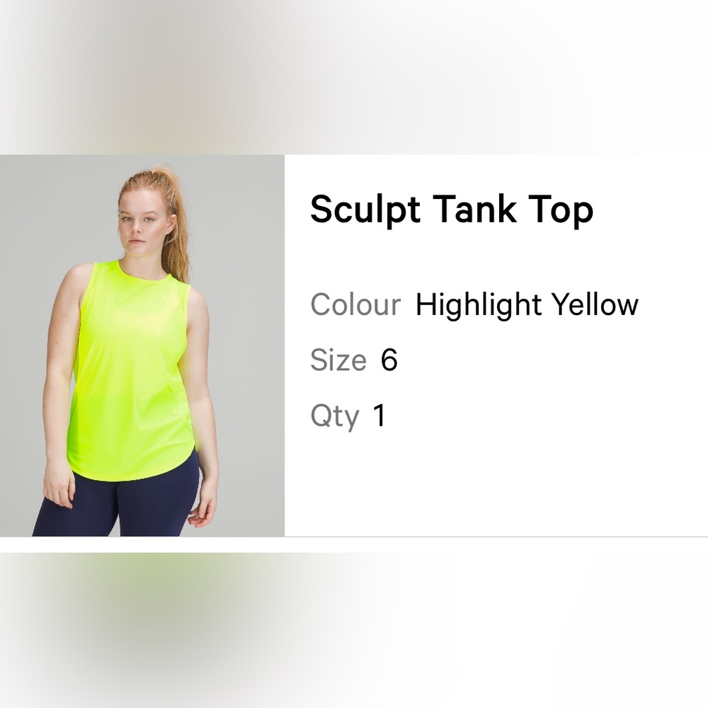 Lululemon Yellow Fitted Tank Top